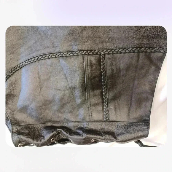 Adnan Black  Leather Motorcycle Vest Size 56 - Picture 10 of 11